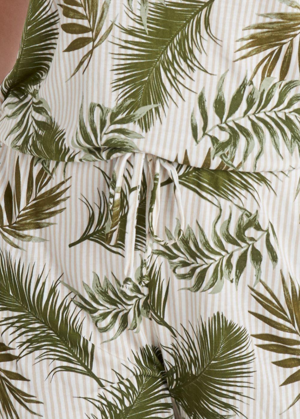 Venus Plus Size Palm Printed Romper in White Multi