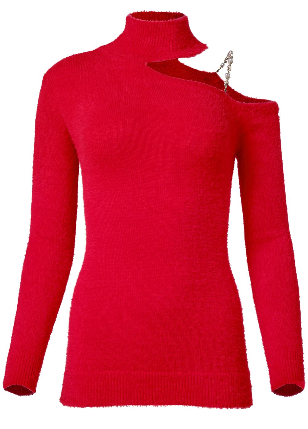 Venus Plus Size Cozy One Shoulder Sweater in Red