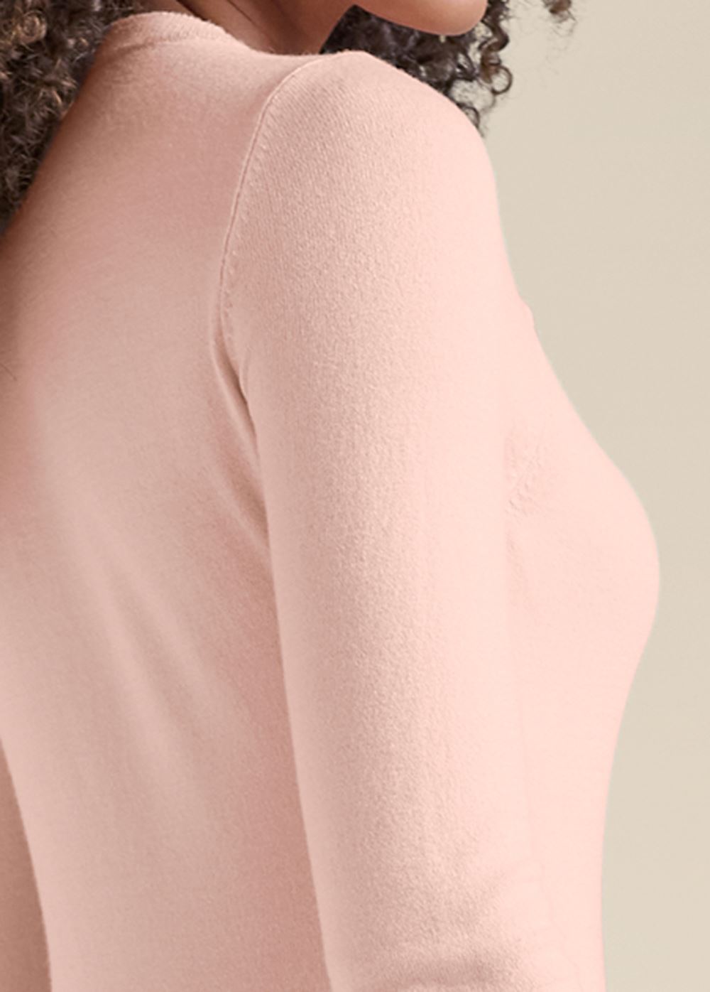 Venus Plus Size Faux Cashmere Keyhole Sweater in Light Pink