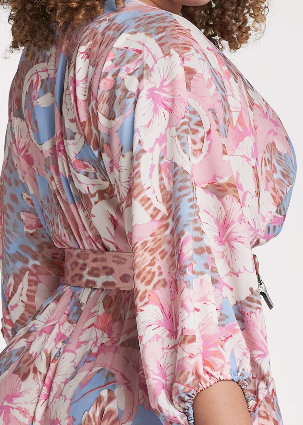 Venus Plus Size Classic Cheetah And Tropical Floral Dress 