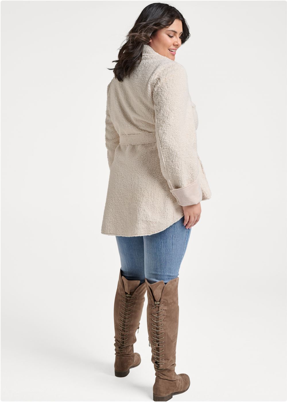 Venus Reversible Faux-Sherpa Coat in Cream
