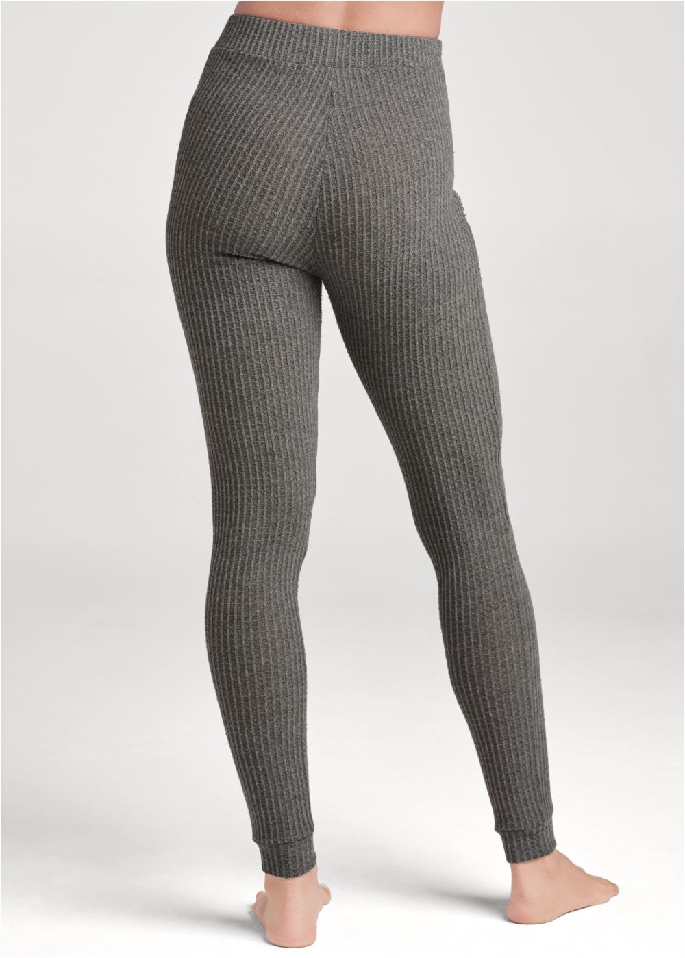 Venus Plus Size Cozy Sequin Waffle Leggings in Heather Grey