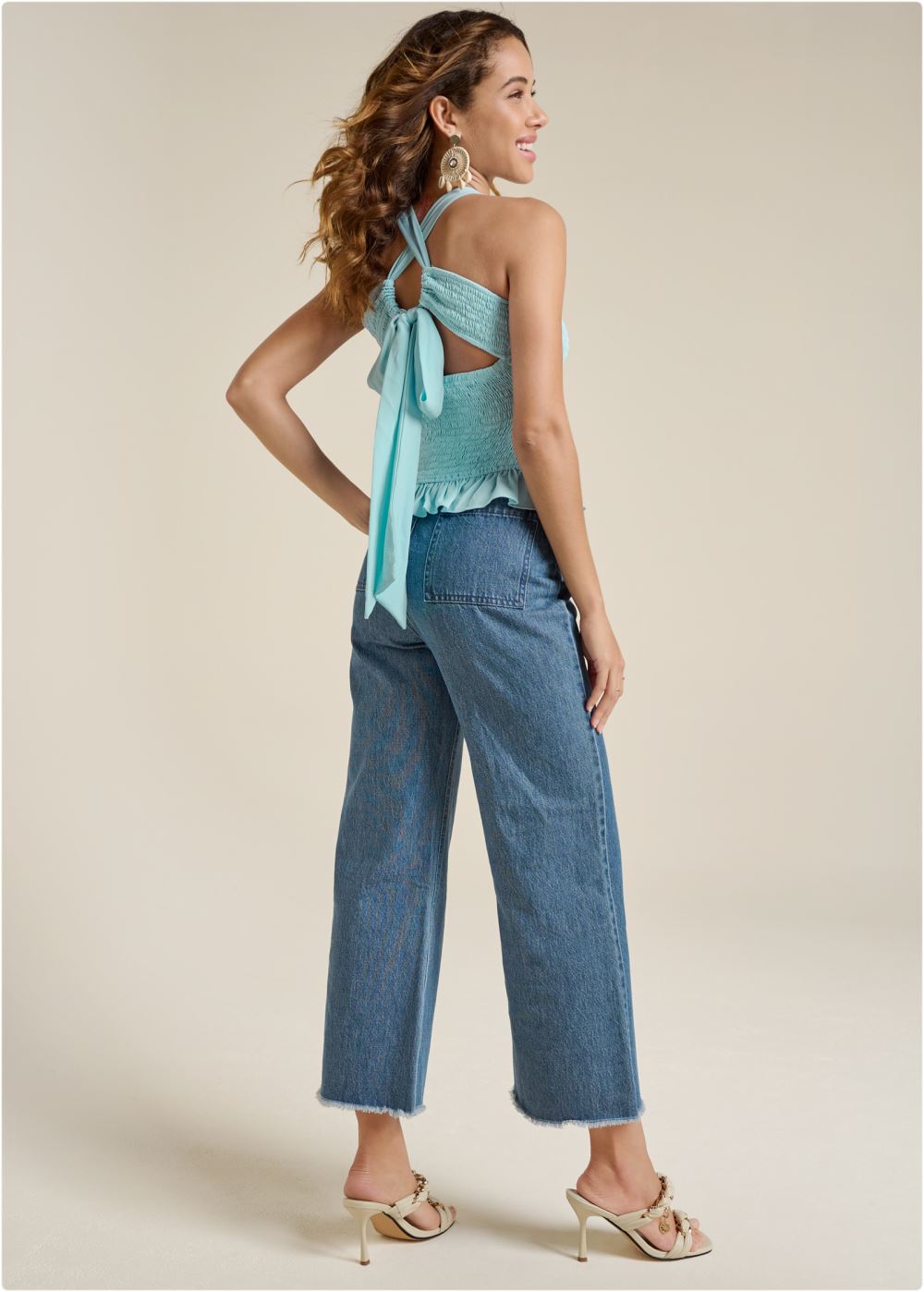 Venus Plus Size Smocked Tie-Back Halter Top