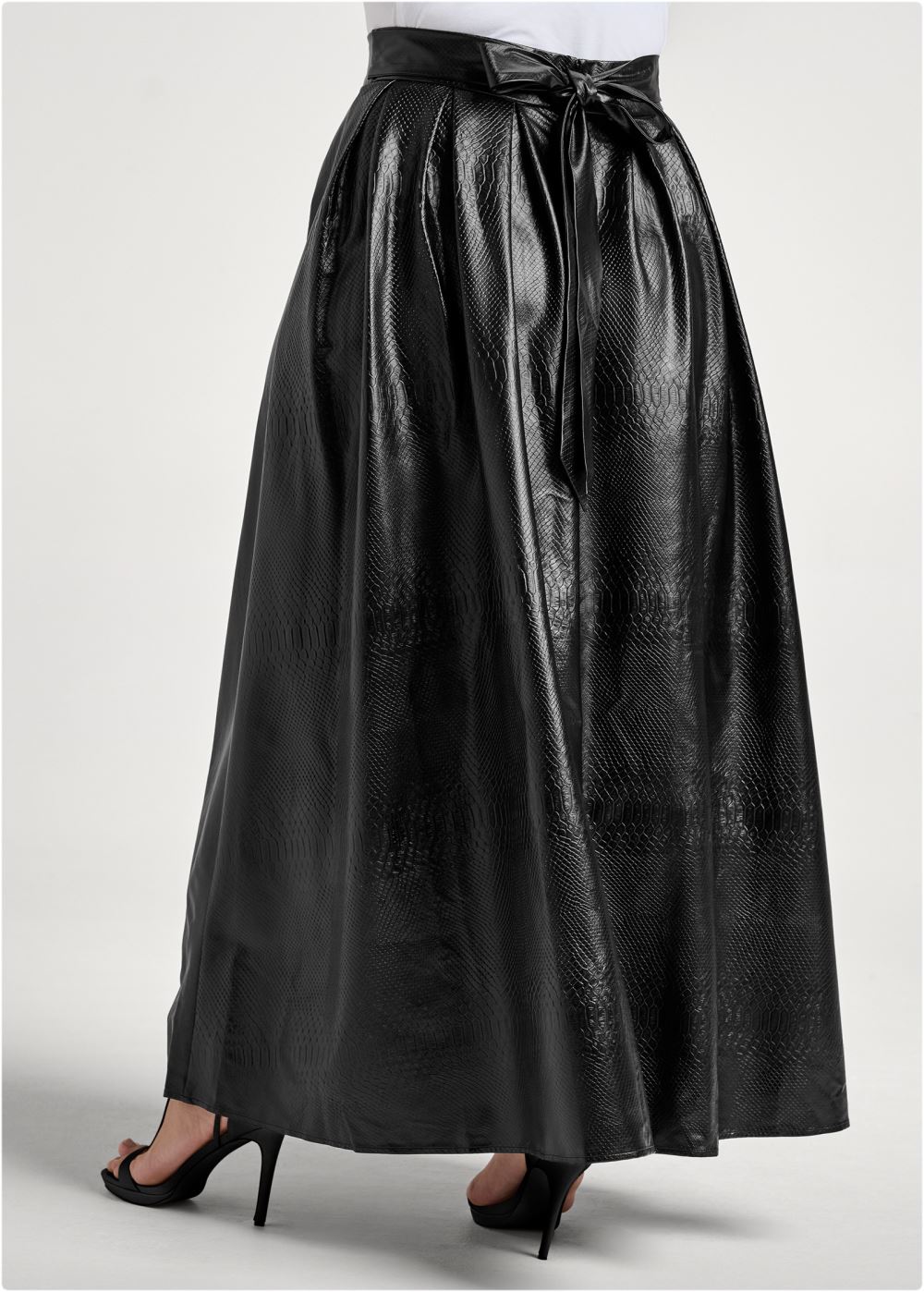 Venus Plus Size Faux Leather Ballroom Skirt - Black