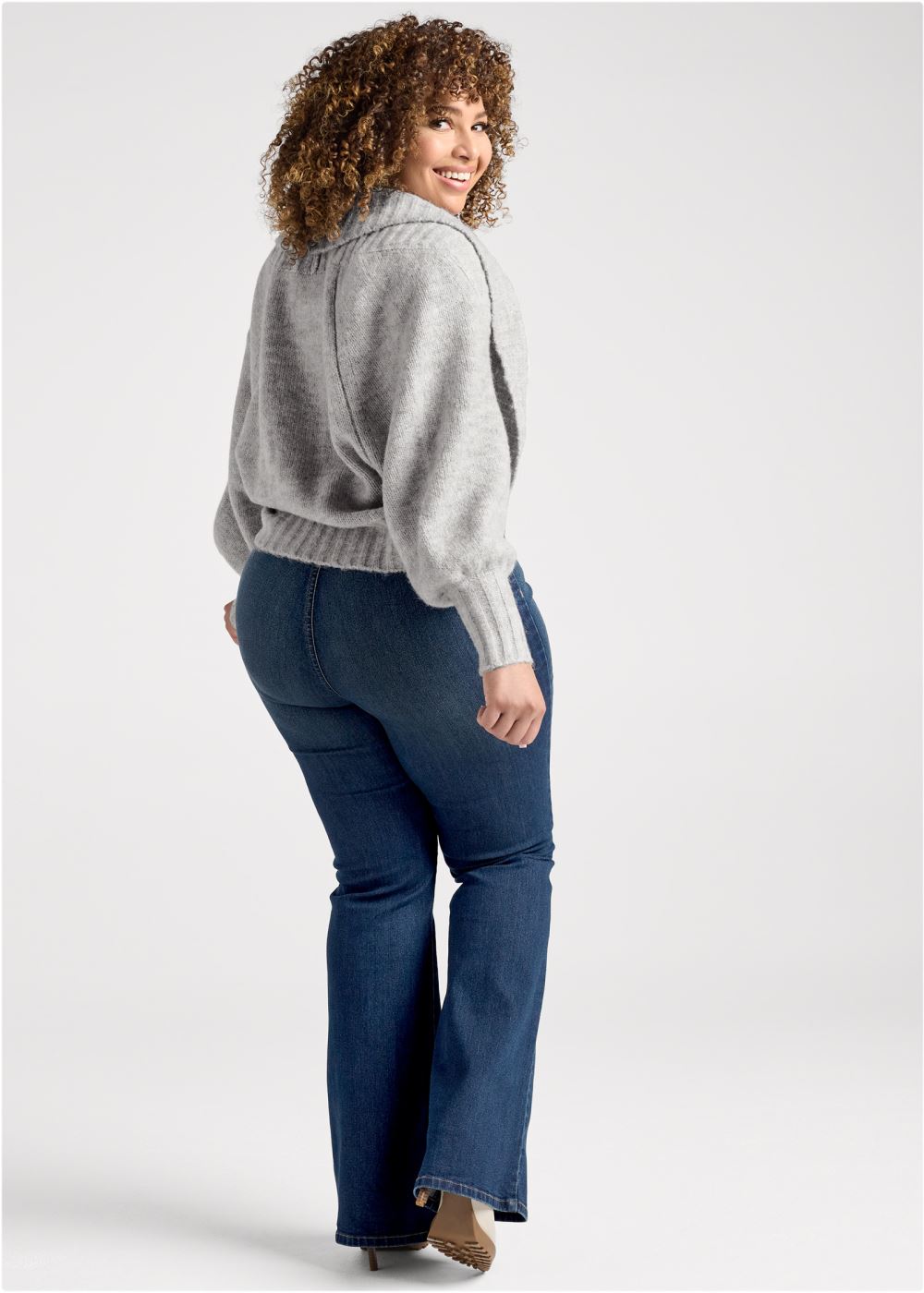 Venus Heather Grey RIBBED KNIT SHRUG