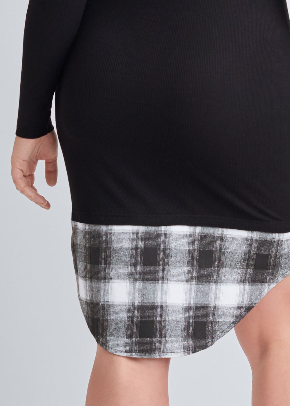 Venus Plus Size Plaid Detail Casual Dress