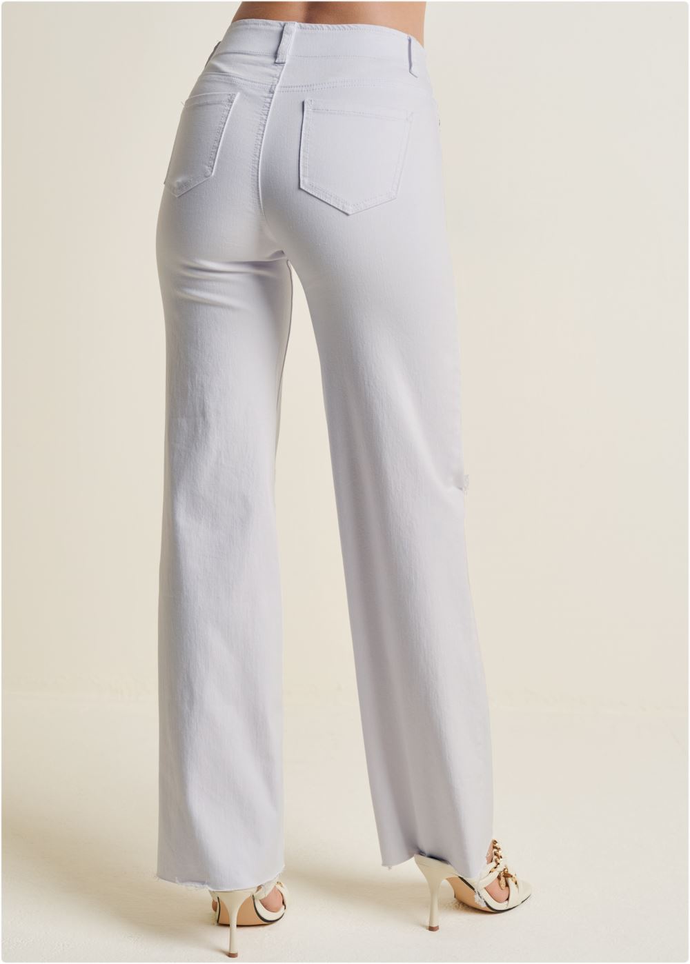 Venus Plus Size Elastic Waist Wide-Leg Jeans in White Denim
