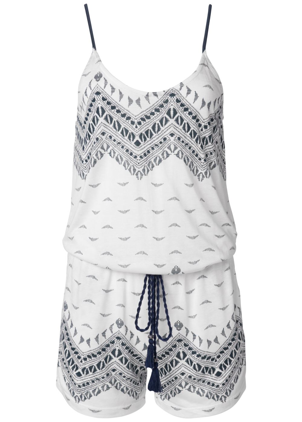 Venus Plus Size Print Casual Romper in White Multi