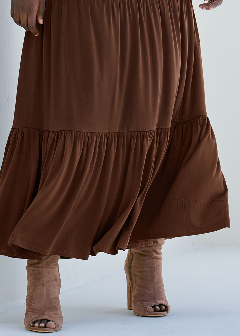 Venus Plus Size Open Back Tiered Long Dress