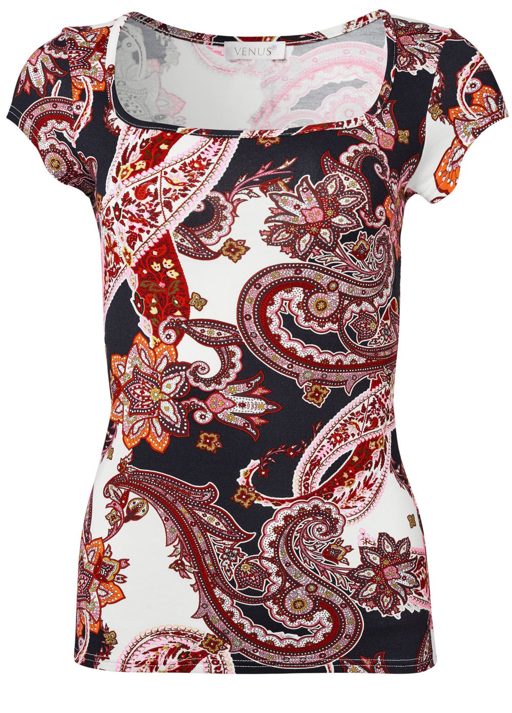 Venus Plus Size Printed Square Neck Top