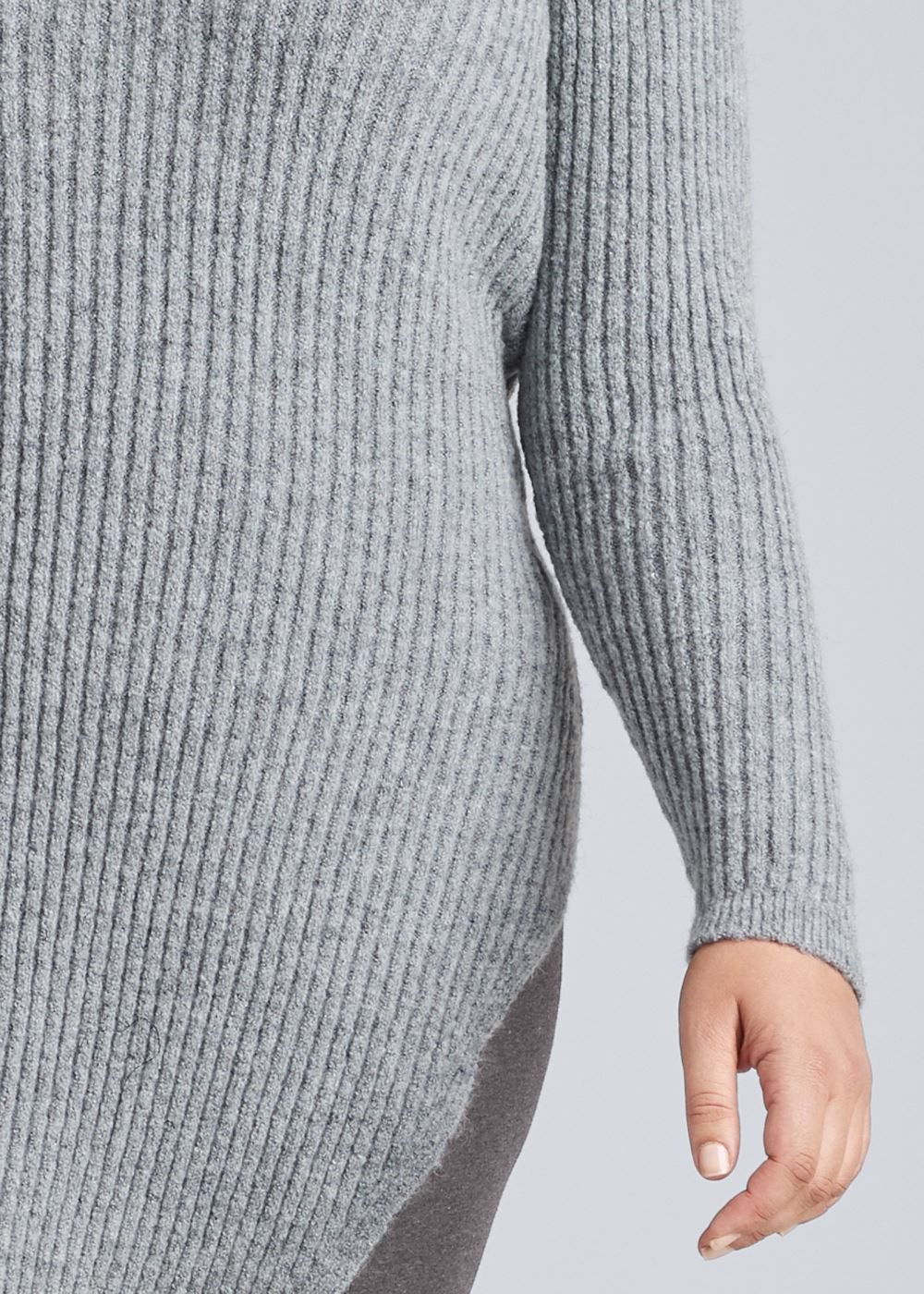 Venus Plus Size Asymmetrical Maxi Sweater in Heather Grey