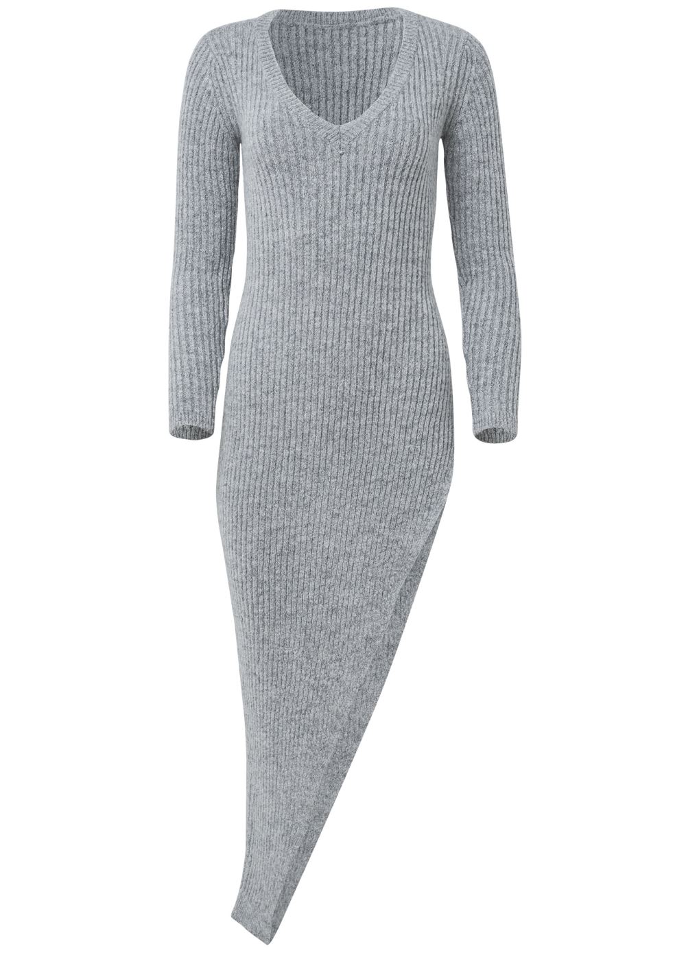 Venus Plus Size Asymmetrical Maxi Sweater in Heather Grey
