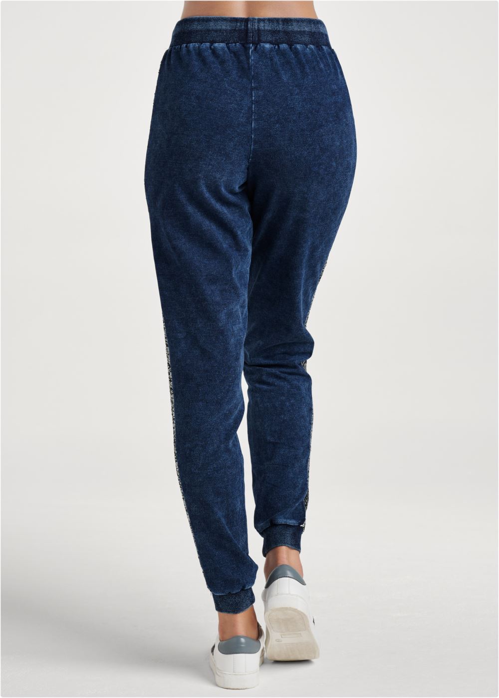 Venus Plus Size Washed Sequin Lounge Jogger in Blue & Silver