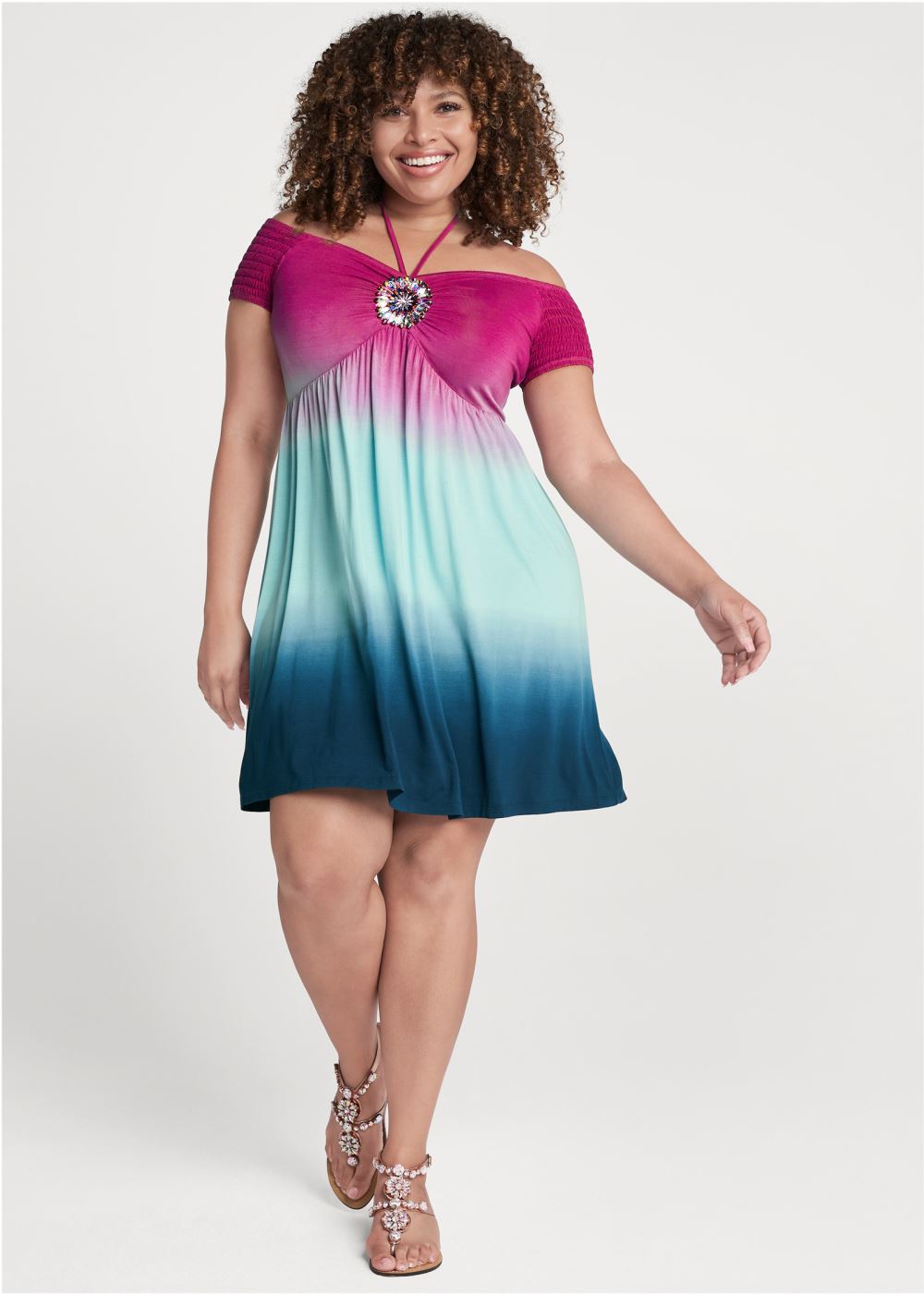 Venus Plus Size Embellished Ombre Dress
