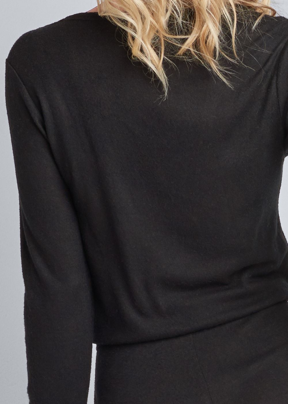 Venus Plus Size Cozy Hacci Lace-Up Jumpsuit in Black