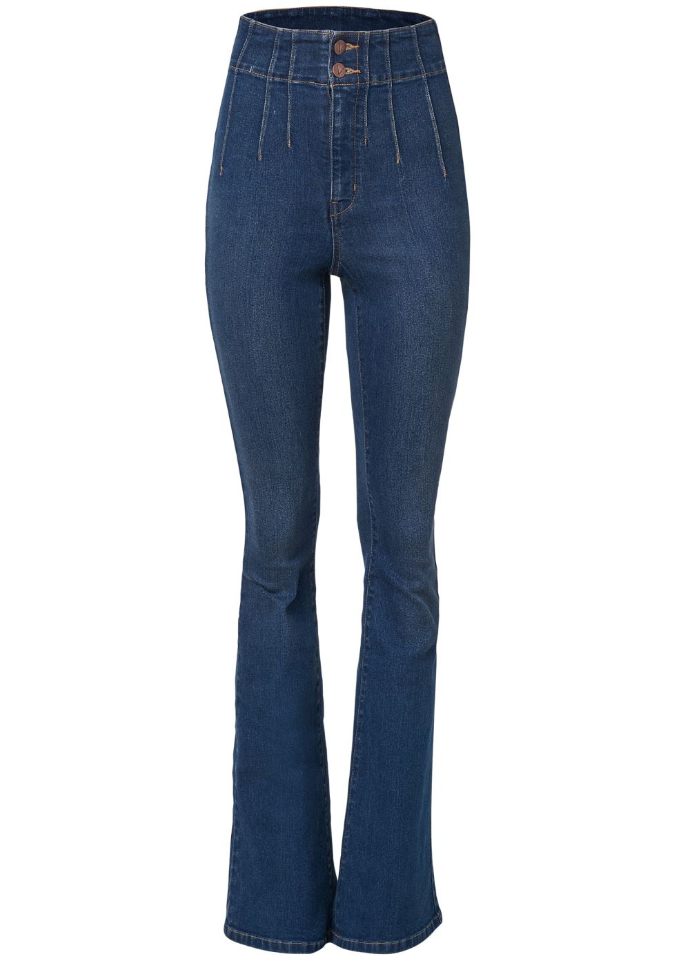 Venus Dark Wash PINTUCK SEMI-FLARE JEANS