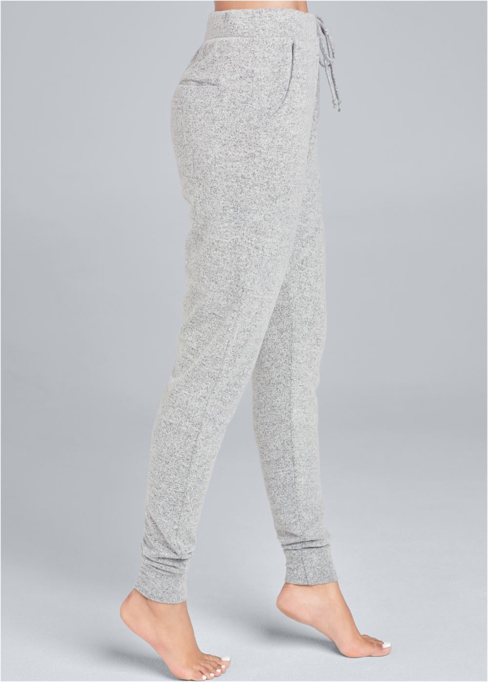 Venus Plus Size Cozy Lounge Hacci Joggers in Heather Grey