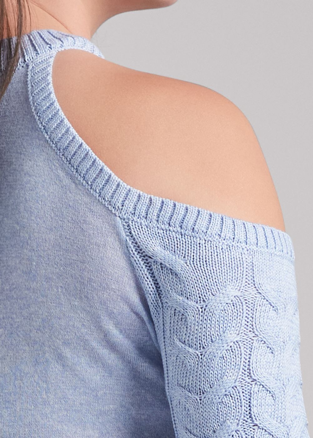 Venus Plus Size Halter Ribbed Sweater in Blue Multi