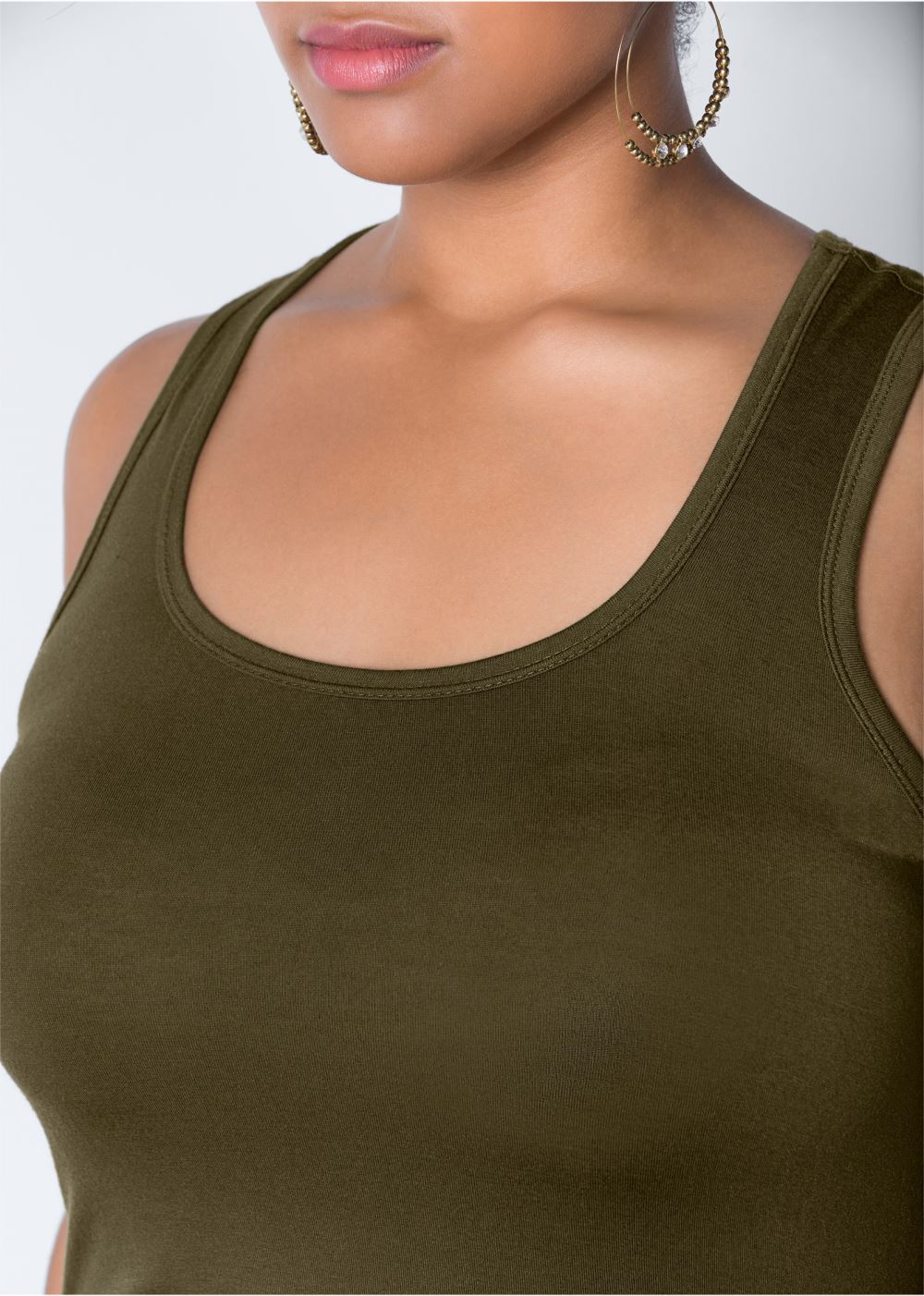 Venus Dark Olive Sleeveless Ruched Bodycon Midi Dress