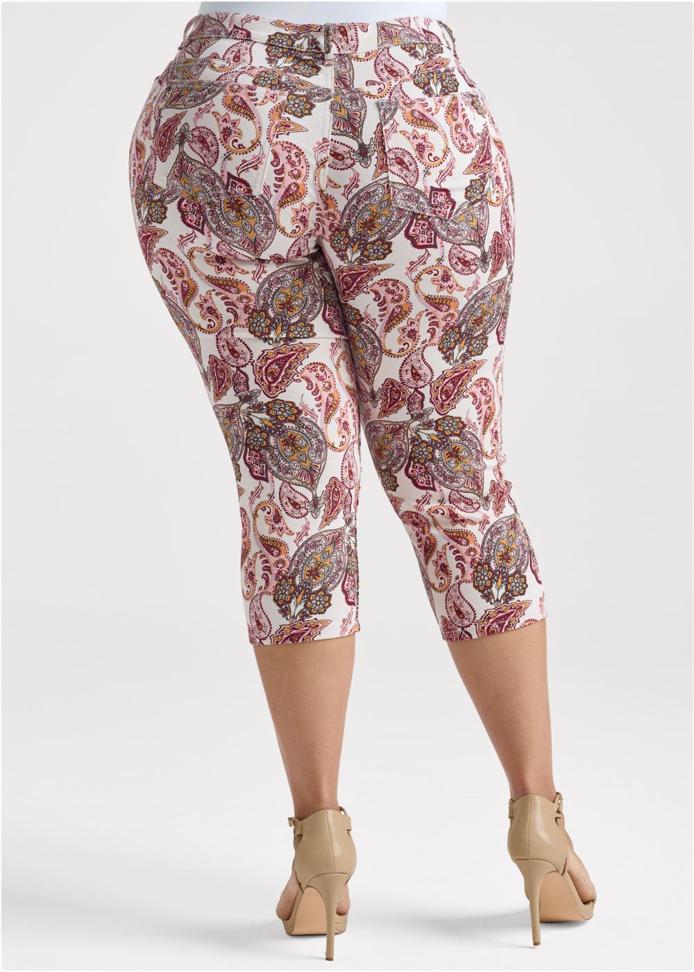 Venus Plus Size Capri Jeans in Blush Multi