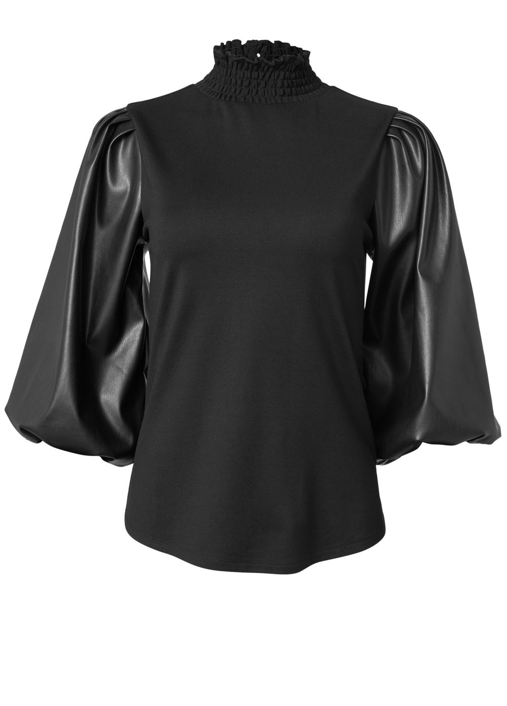 Venus Plus Size Faux Leather Mock Neck Top