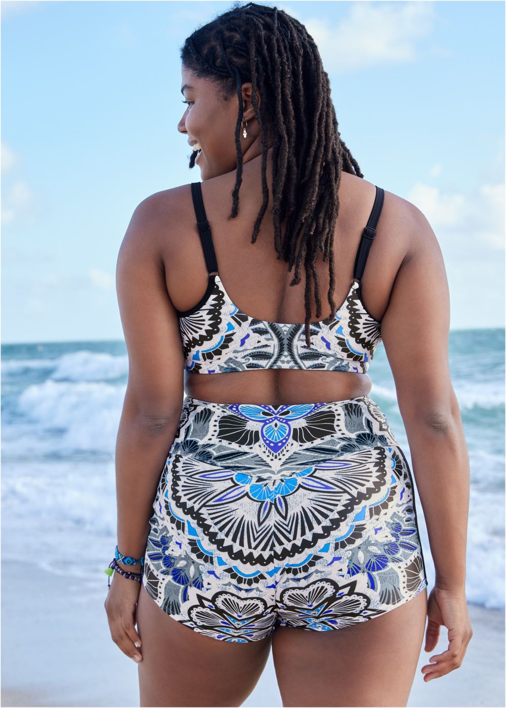 Venus Plus Size Clairette Zip-Up Swim Top Bikini - Calypso Bloom