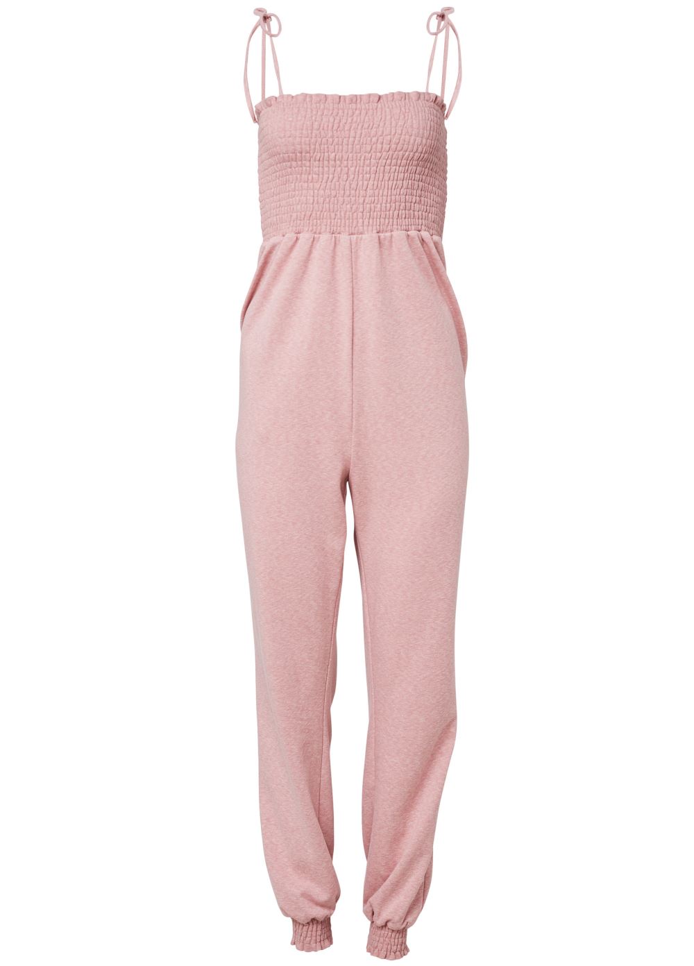 Venus Heathered Pink SMOCKED LOUNGE JUMPSUIT