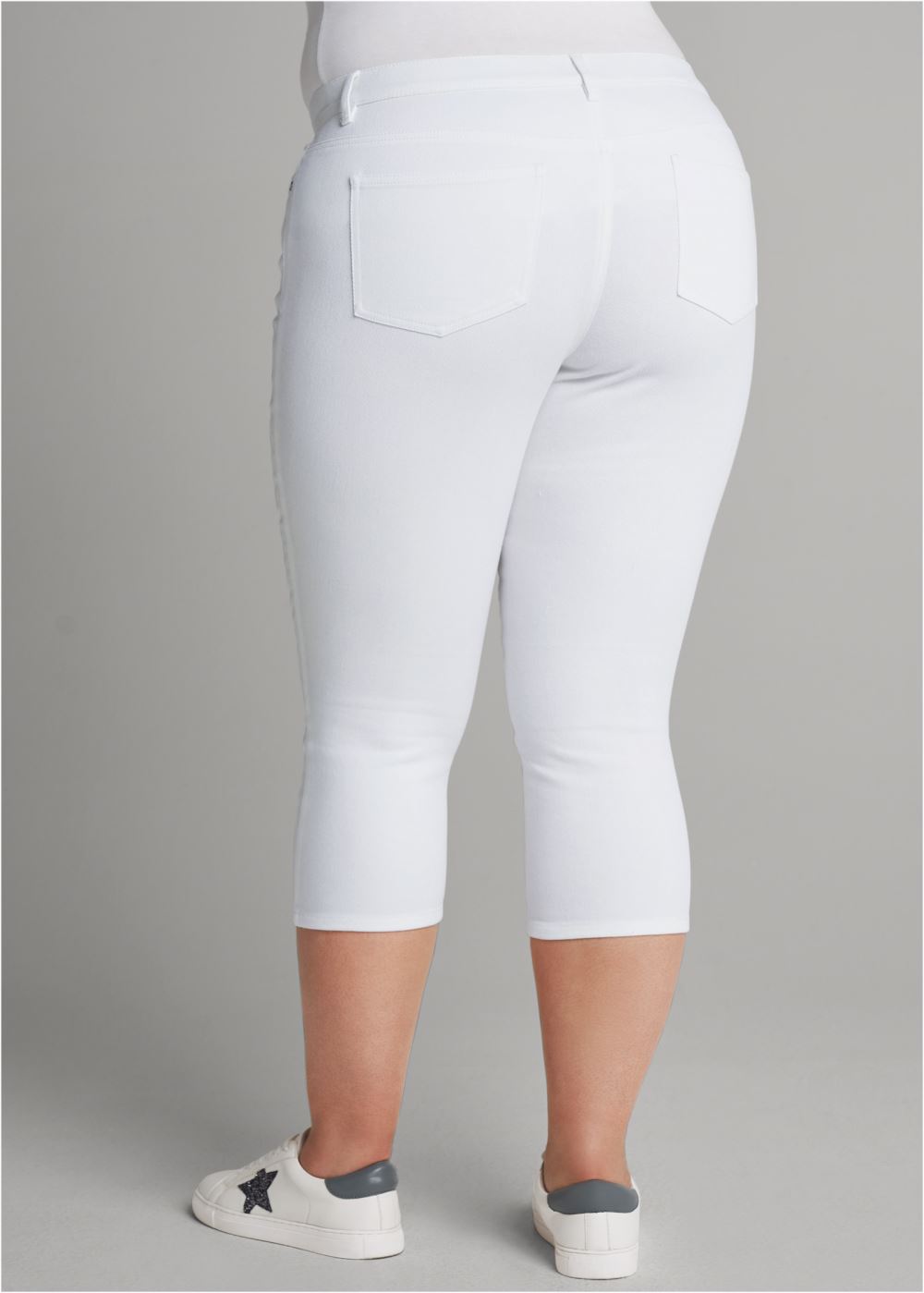 Venus Plus Size Star Spangled Capris in White Multi