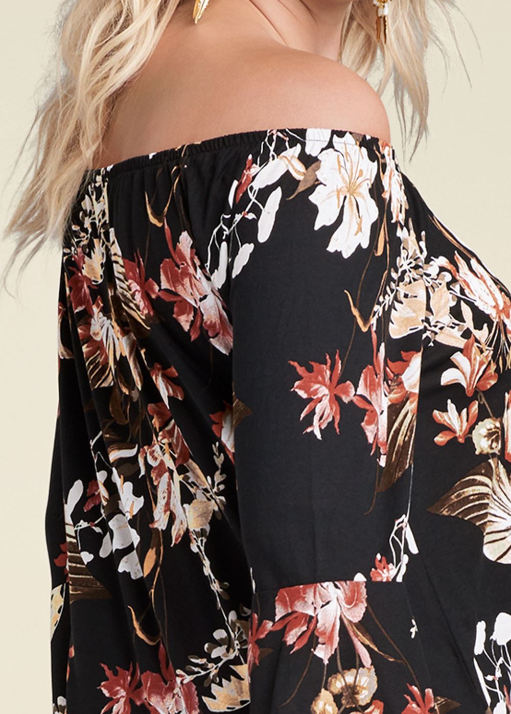 Venus Plus Size Off-The-Shoulder Floral Top