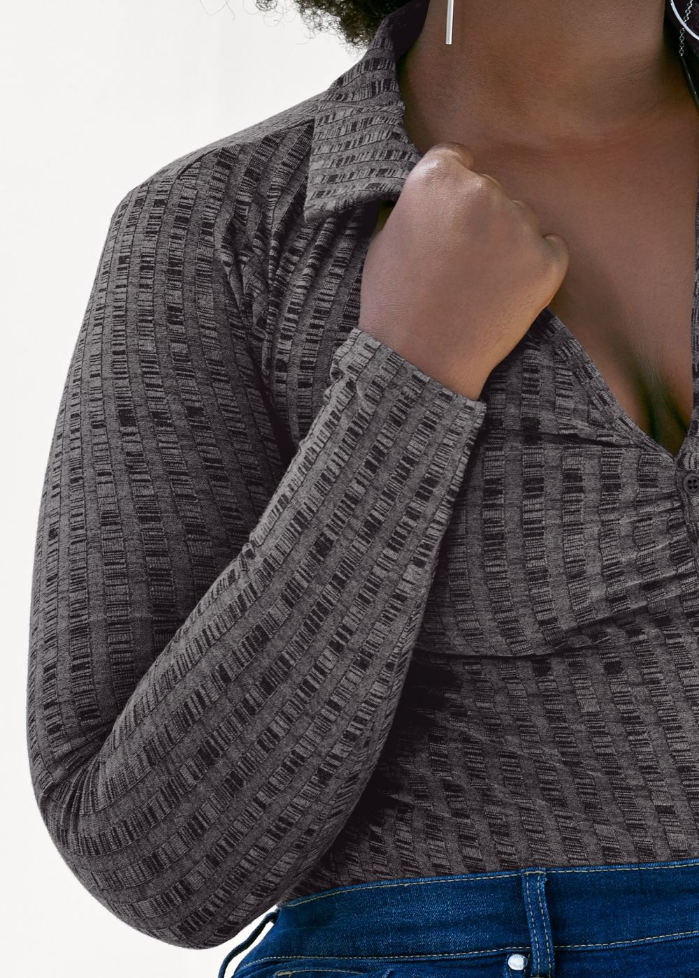 Venus Plus Size Plunging Collared Bodysuit