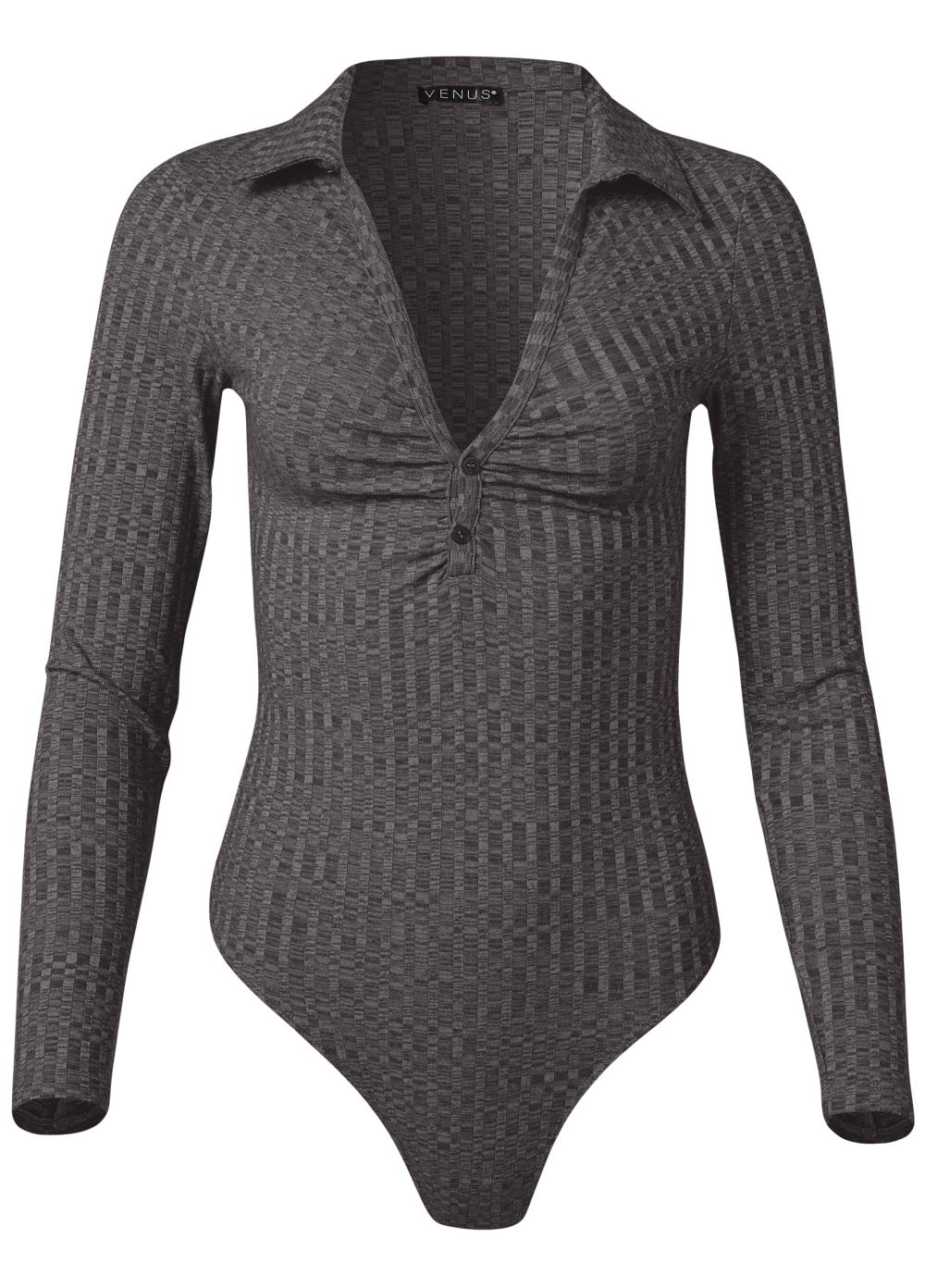 Venus Plus Size Plunging Collared Bodysuit