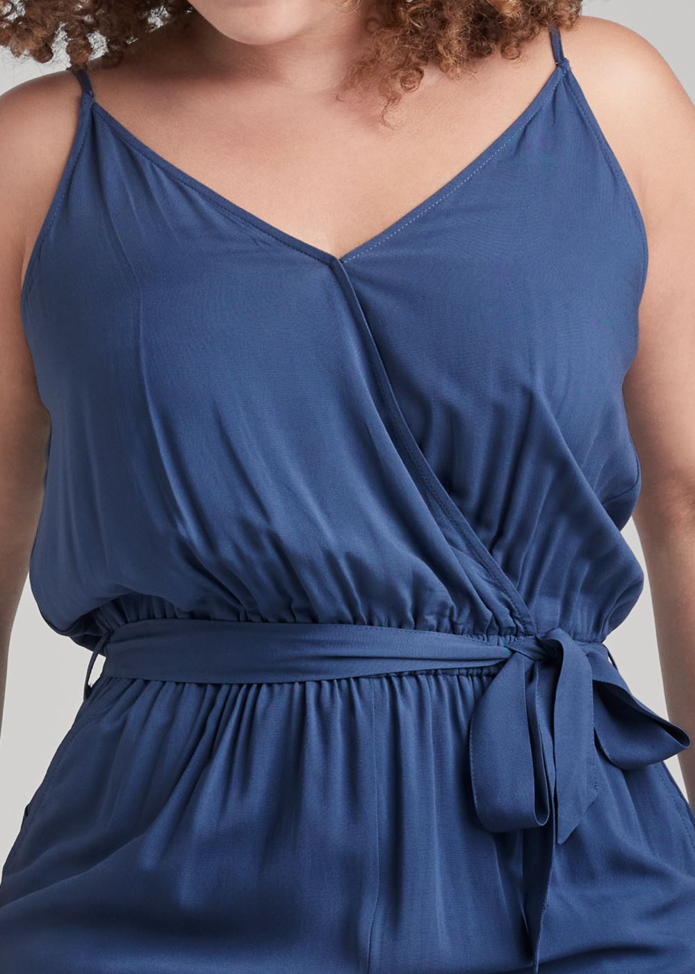 Venus Plus Size Ruffle Jumpsuit in Blue