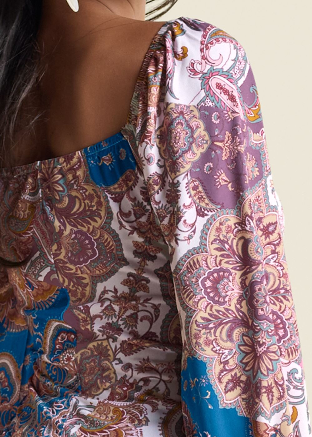 Venus Plus Size Smocked Printed Top