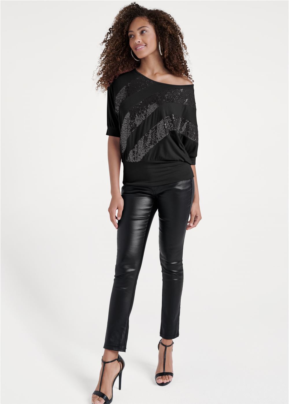 Venus Plus Size Off-Shoulder Sequin Top