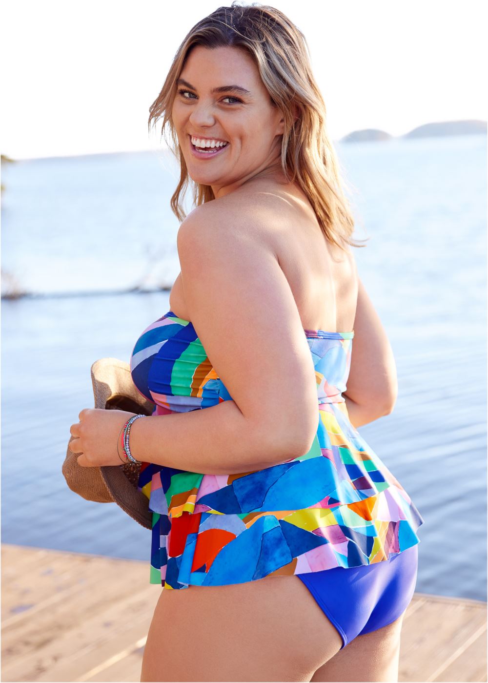 Venus Plus Size Ruffle Bandeau Tankini Top Bikini - Living Art