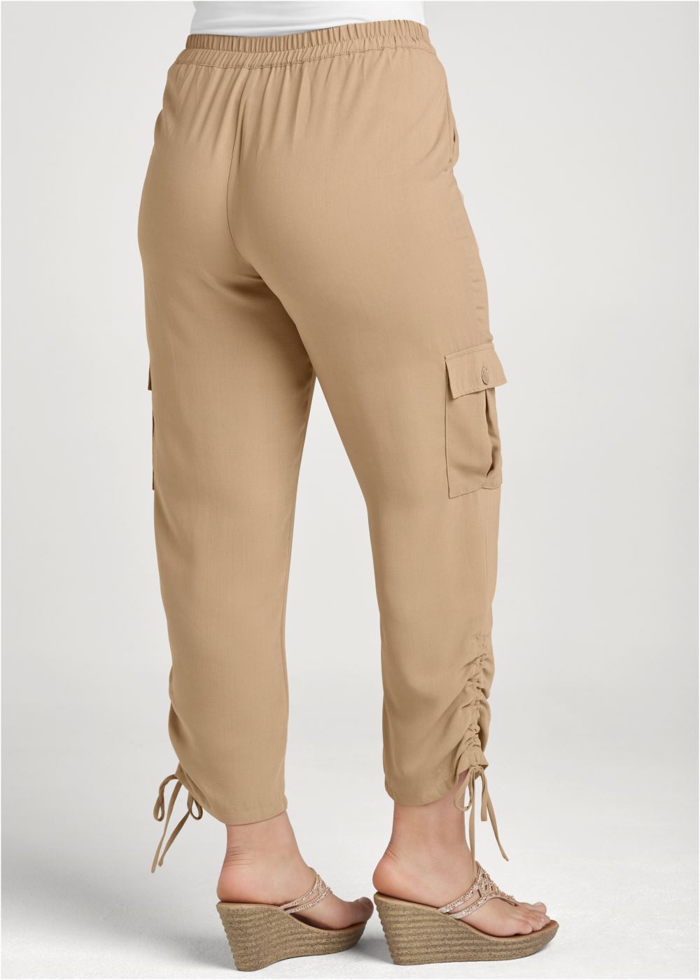 Venus Plus Size Lightweight Cargo Pants in Camel