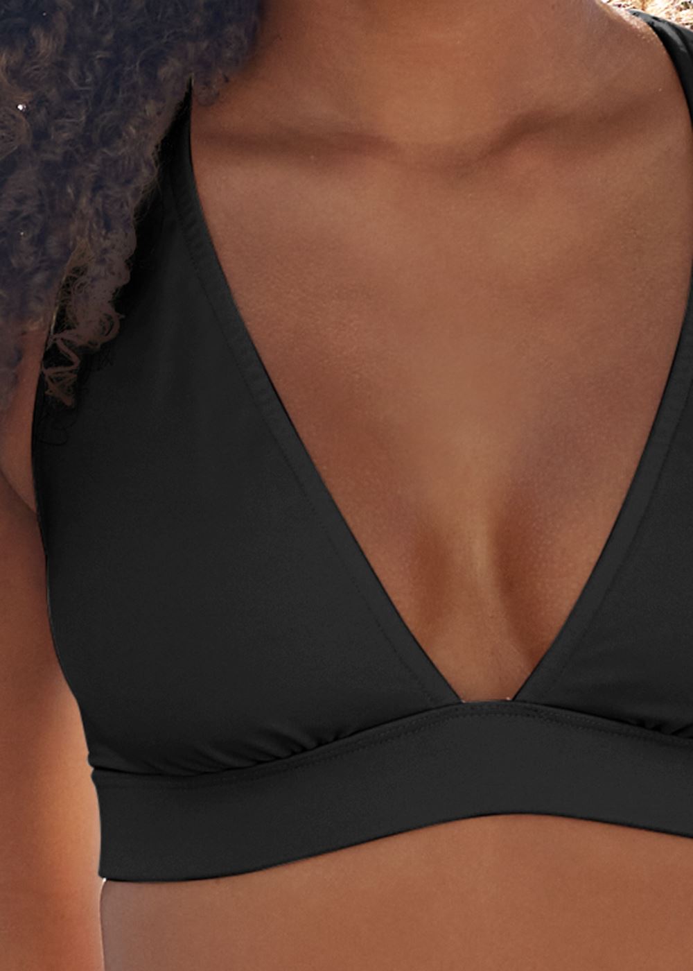 Venus Plus Size Sleek Cross Back Top Bikini - Black Beauty