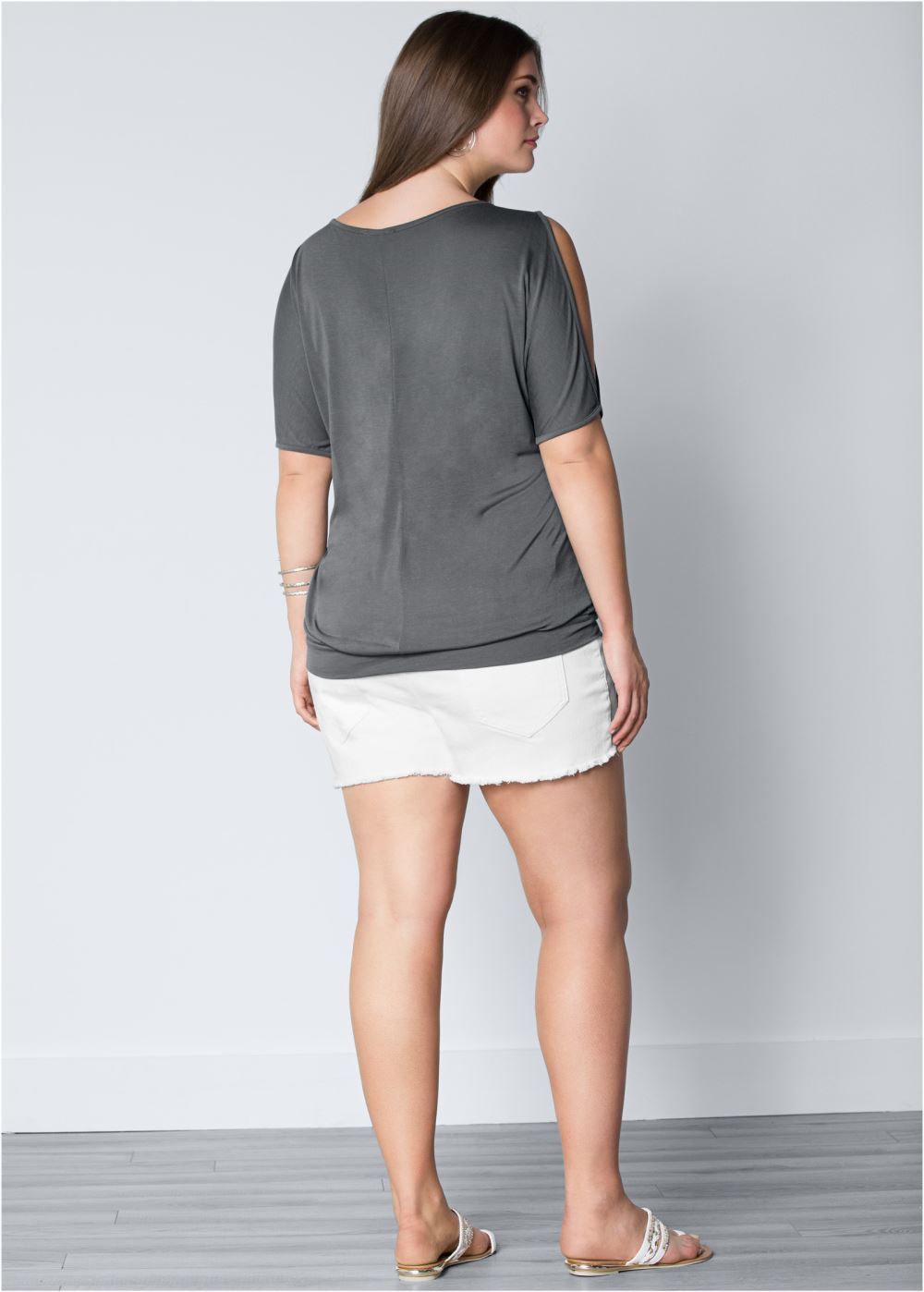 Venus Plus Size Feather Cold-Shoulder Tee