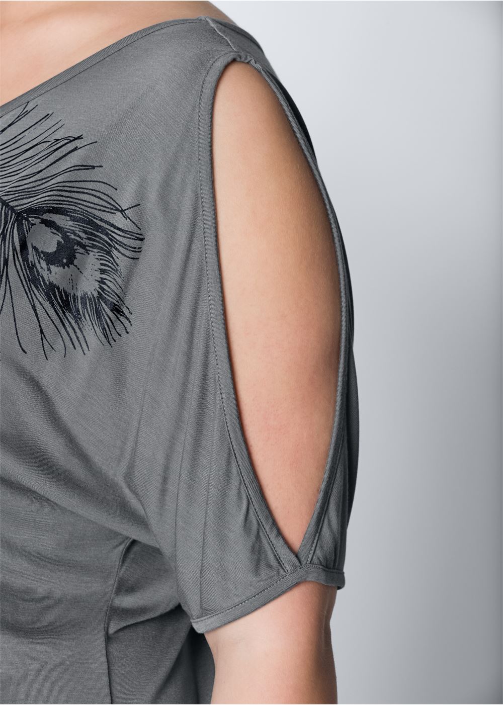 Venus Plus Size Feather Cold-Shoulder Tee