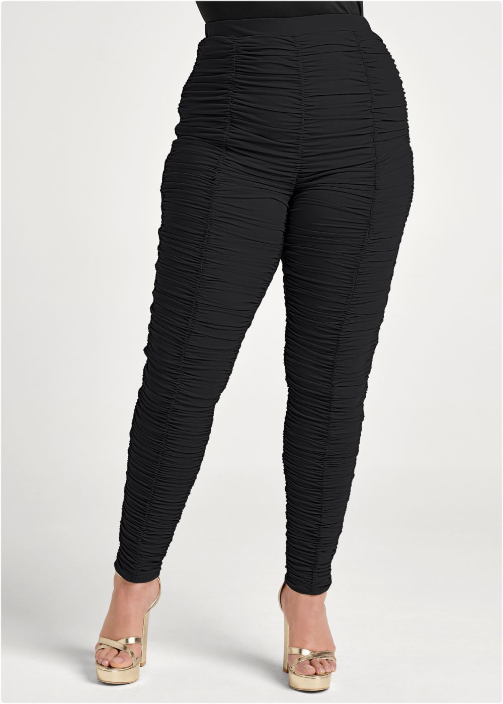 Venus Plus Size High-Waist Ruched Leggings in Black