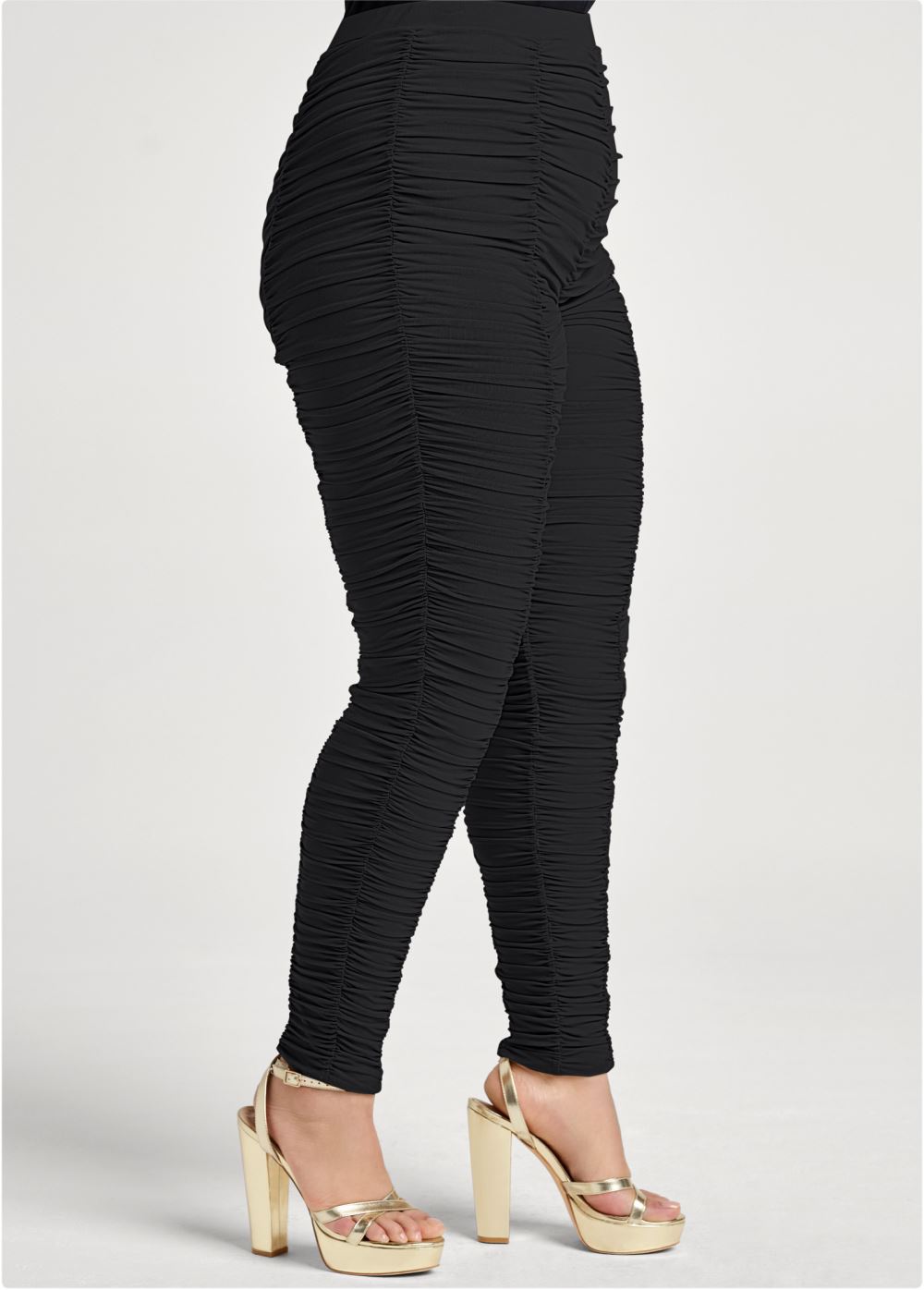 Venus Plus Size High-Waist Ruched Leggings in Black