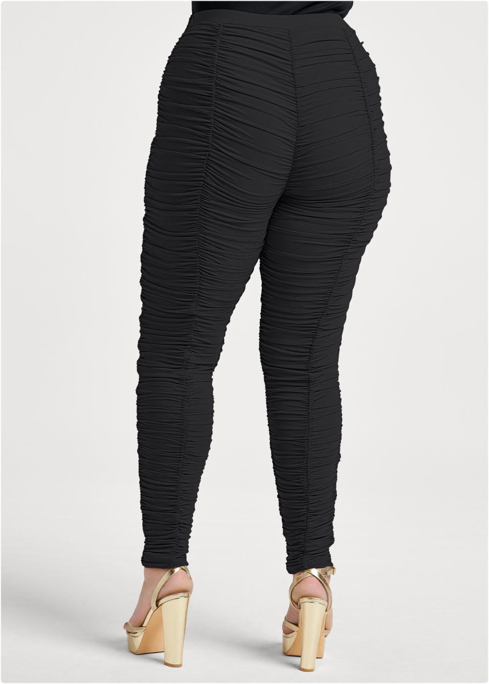 Venus Plus Size High-Waist Ruched Leggings in Black