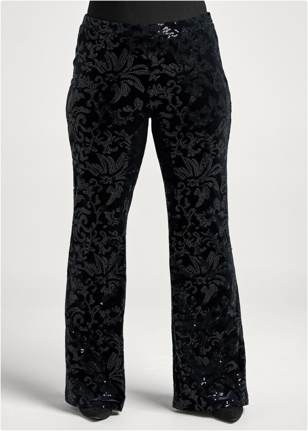 Venus Plus Size Sequin Pattern Pants in Black Multi