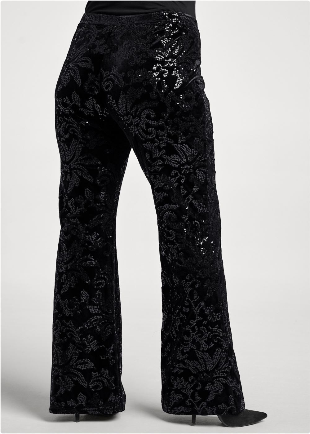 Venus Plus Size Sequin Pattern Pants in Black Multi