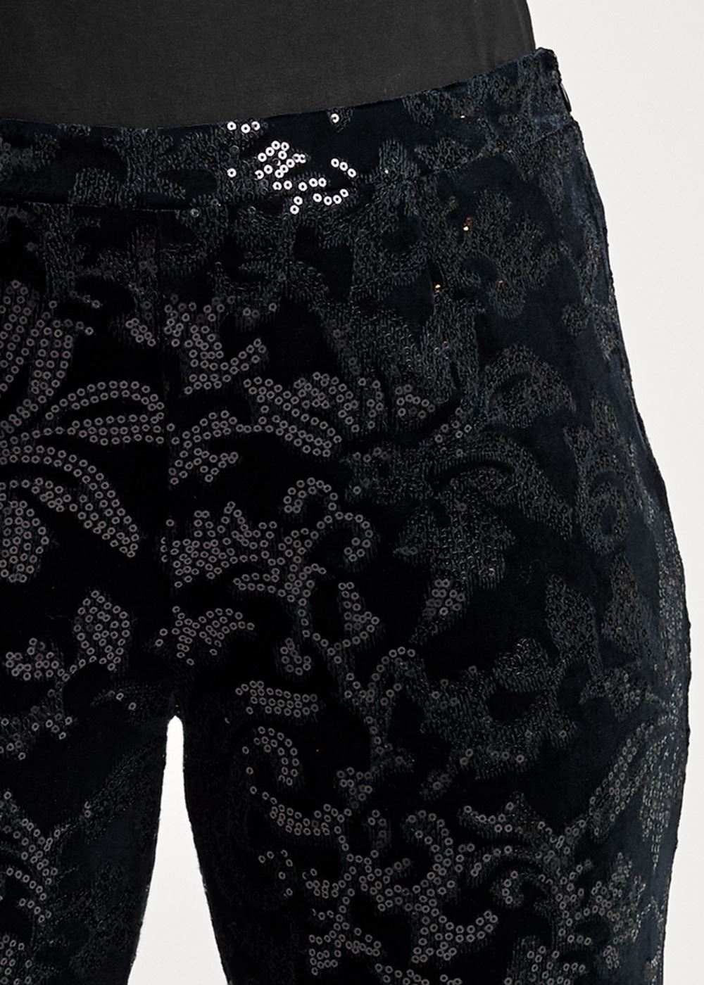 Venus Plus Size Sequin Pattern Pants in Black Multi