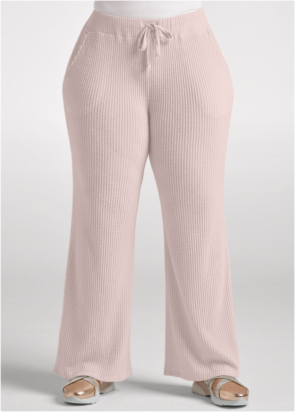 Venus Plus Size Brushed Waffle Lounge Pants in Mauve