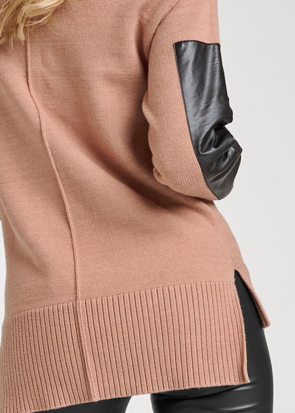 Venus Plus Size Two Tone Turtleneck in Tan Multi