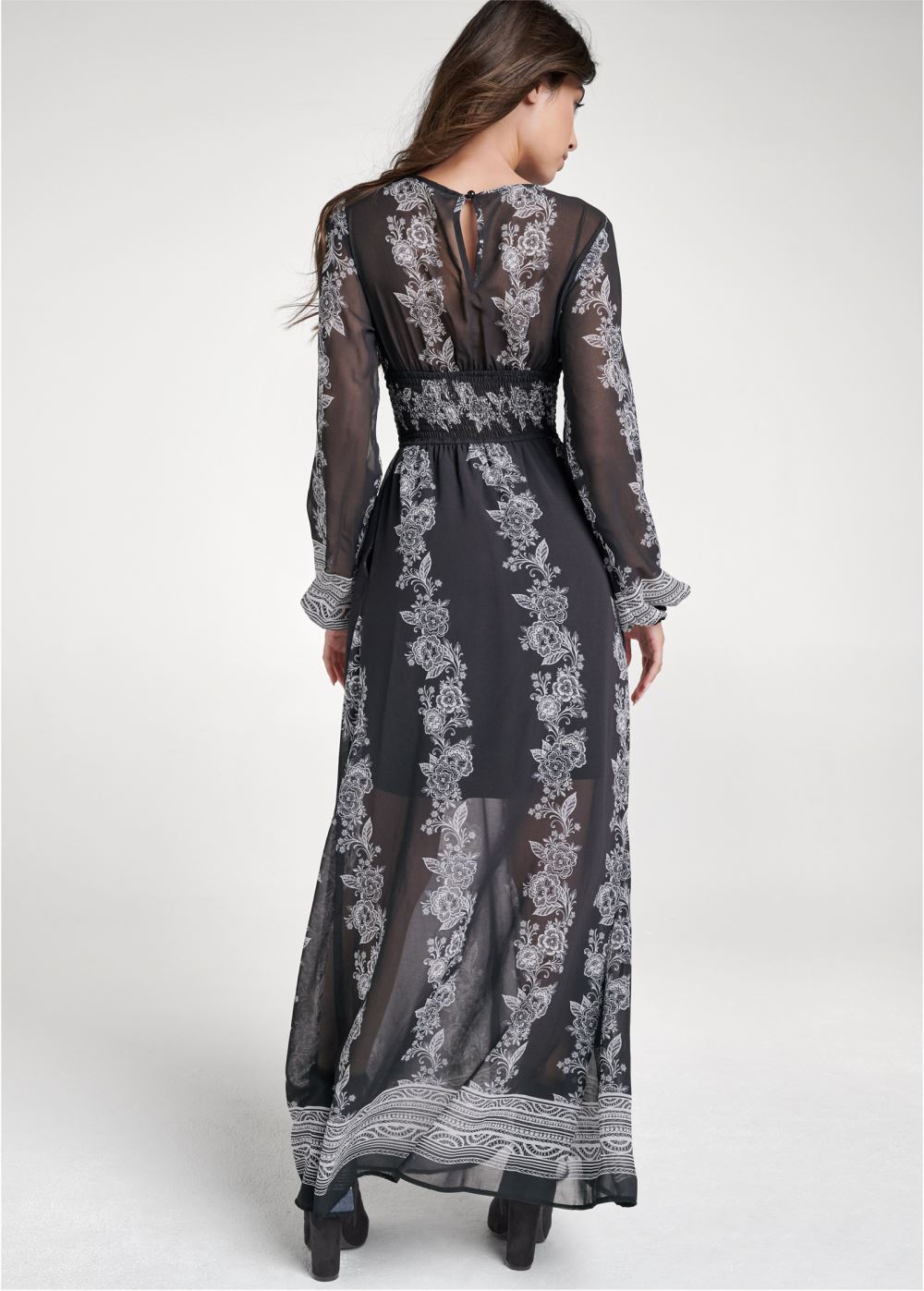 Venus Plus Size Printed V-Neck Long Dress