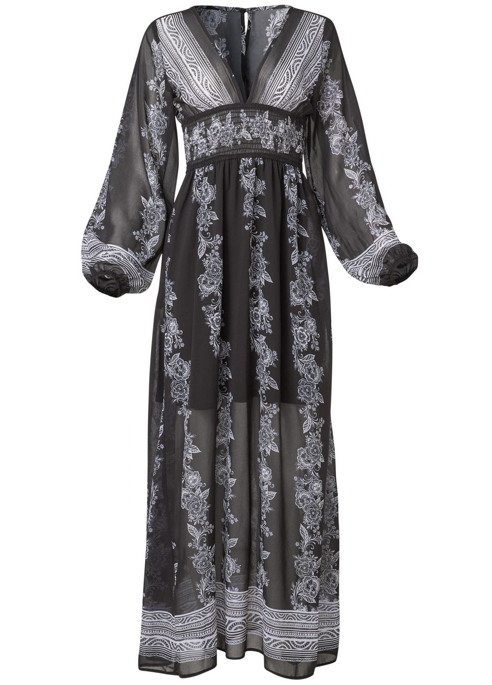 Venus Plus Size Printed V-Neck Long Dress