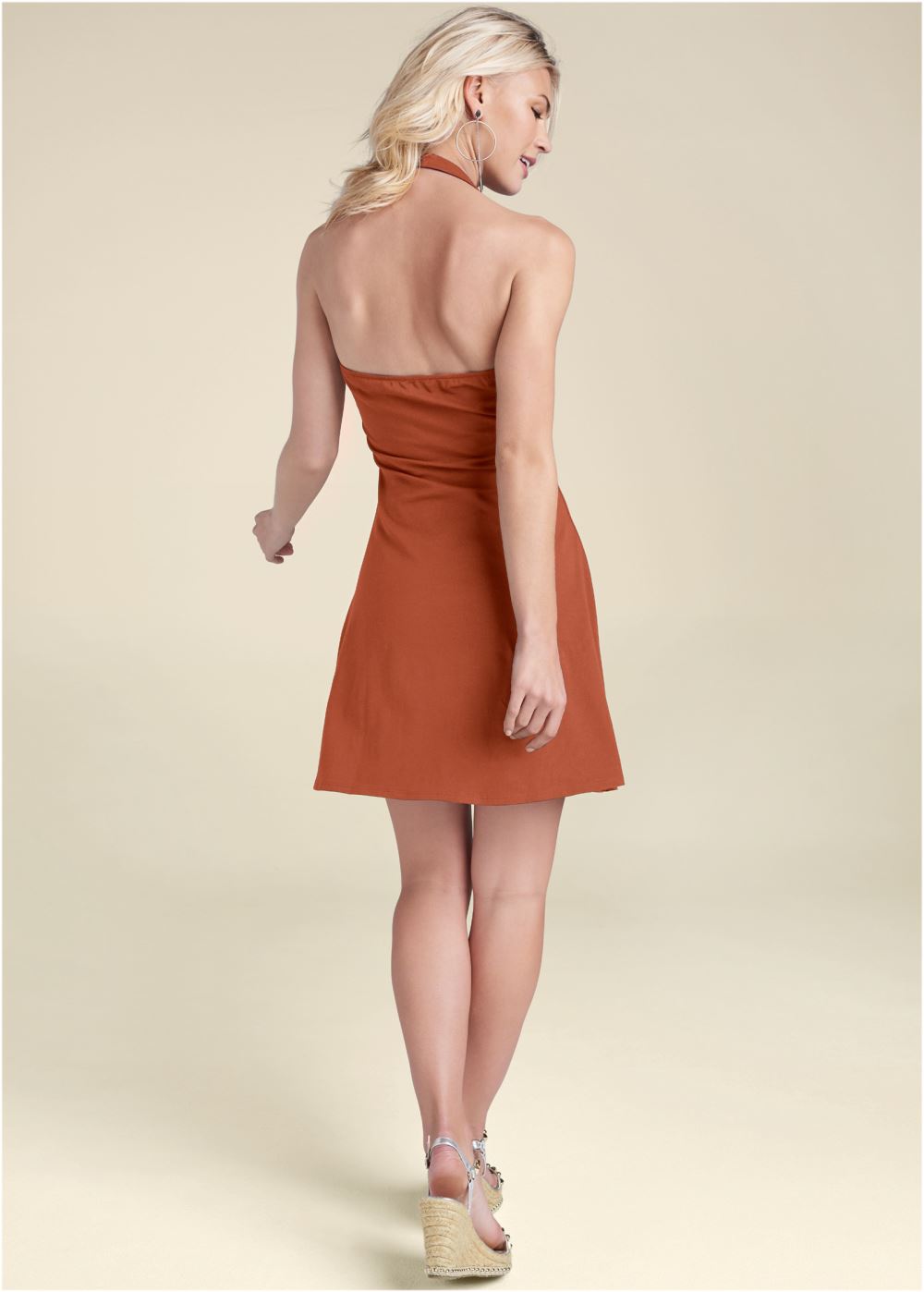 Venus Burnt Orange Halter Neck Dress